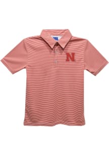 Vive La Fete Nebraska Cornhuskers Toddler Red Pencil Stripe Short Sleeve Polo Shirt