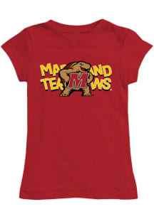 Vive La Fete Maryland Terrapins Toddler Girls Red Lexie Short Sleeve T-Shirt