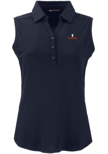 Cutter and Buck Illinois Fighting Illini Womens Navy Blue Forge Eco Polo Shirt