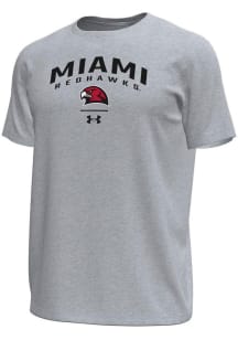 Under Armour Miami RedHawks Grey Arch over logo Tech Stretch Short Sleeve T Shirt