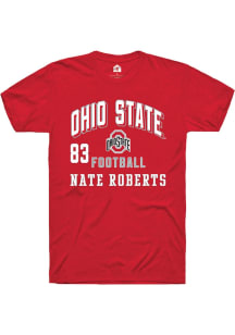 Nate Roberts  Ohio State Buckeyes Red Rally Football NIL Arch Logo Short Sleeve T Shirt