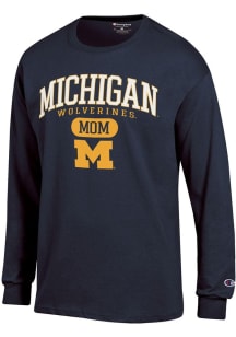 Champion Michigan Wolverines Navy Blue Pill Box Mom Jersey Long Sleeve T Shirt