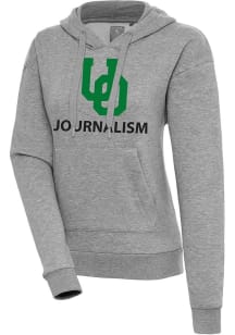 Antigua Oregon Ducks Womens Grey Heather Oregon Communications  Victory Hooded Sweatshirt