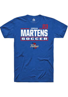 Jordan Martens Tulsa Golden Hurricane Blue NIL Stacked Box Short Sleeve Player T Shirt