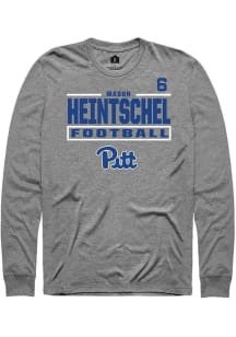 Mason Heintschel Pitt Panthers Graphite Football NIL Stacked Box Long Sleeve Player T Shirt
