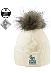 LogoFit George Mason University Ivory Missy Pom Mens Knit Hat