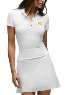 Greyson Michigan Wolverines Womens White Scarlett Short Sleeve Polo Shirt