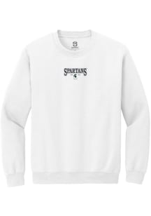 Summit Sportswear Michigan State Spartans Mens White Embroidered Long Sleeve Crew Sweatshirt