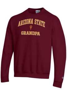 Champion Arizona State Sun Devils Mens Maroon Grandpa Powerblend Long Sleeve Crew Sweatshirt
