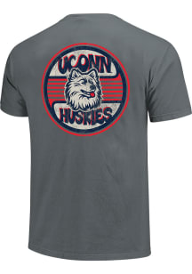 UConn Huskies Grey Groovy Badge Mascot Short Sleeve T Shirt