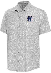 Antigua Houston Texans Mens Grey Lianthus Short Sleeve Dress Shirt