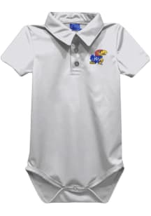 Vive La Fete Kansas Jayhawks Baby White Team Short Sleeve One Piece Polo