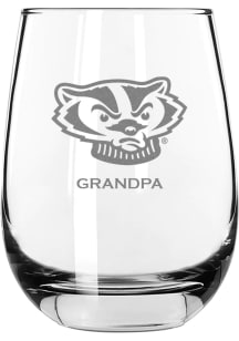 Wisconsin Badgers Grandpa 15oz Stemless Wine Glass - White