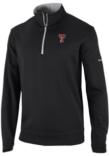 Columbia Texas Tech Red Raiders Mens Black Heat Seal Omni Wick Wickhams Hills Long Sleeve Qtr Zip..