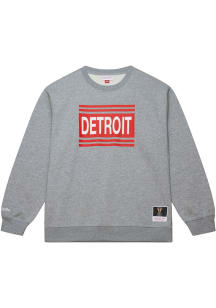 Mitchell and Ness Detroit Red Wings Mens Grey Walkoff Long Sleeve Crew Sweatshirt
