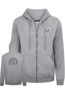 Levelwear Miami Marlins Mens Grey Podium Chenille Logo Long Sleeve Full Zip Jacket