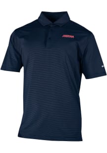 Columbia Arizona Wildcats Mens Navy Blue Heat Seal Double Hit Short Sleeve Fashion Polo