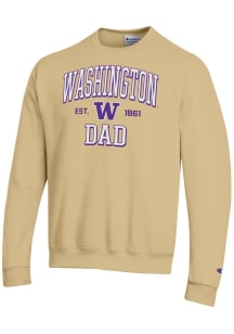 Champion Washington Huskies Mens Gold Est Date Dad Powerblend Long Sleeve Crew Sweatshirt