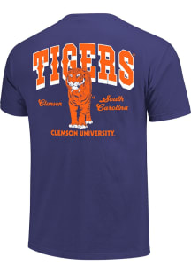 Clemson Tigers Purple Drawn Tiger Short Sleeve T Shirt