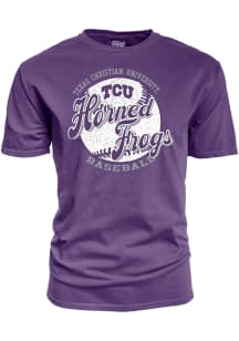 Blue 84 TCU Horned Frogs Purple Flash Dance Baseball Short Sleeve T Shirt