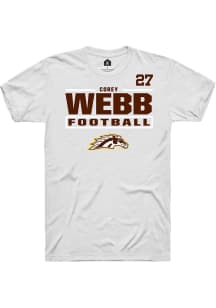 Corey Webb Western Michigan Broncos White Football NIL Stacked Box Short Sleeve Player T Shirt