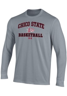 Under Armour CSU Chico Wildcats Grey Basketball Performance Long Sleeve T Shirt