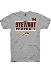 Race Stewart Western Michigan Broncos Grey Football NIL Stacked Box Short Sleeve Player T Shirt