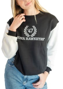 Gameday Social Iowa Hawkeyes Womens Black Color Block Crew Sweatshirt