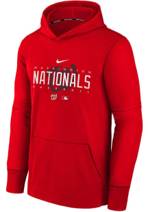 Nike Washington Nationals Youth Red DRI-FIT Pregame Long Sleeve Hoodie
