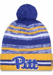 New Era Pitt Panthers Blue Cheer Pom Mens Knit Hat