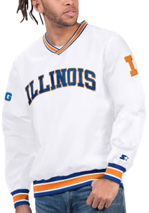 Starter Illinois Fighting Illini Mens White Big Ten Arched School Name Pullover Jackets
