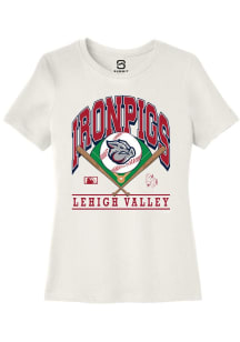 Summit Sportswear Lehigh Valley Ironpigs Womens White Homefield Short Sleeve T-Shirt