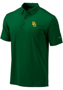 Columbia Baylor Bears Mens Green Heat Seal Omni Wick Drive Short Sleeve Polo