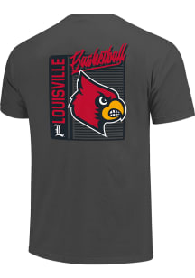 Louisville Cardinals Charcoal Mascot Basketall Poster Short Sleeve T Shirt