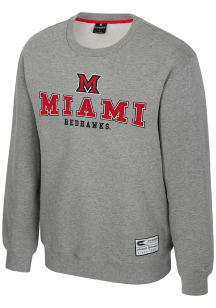 Colosseum Miami RedHawks Mens Grey Yes Chef Long Sleeve Crew Sweatshirt