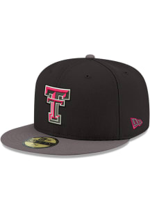New Era Texas Tech Red Raiders Mens Black Black Graphite Color Pop GCP 59FIFTY Fitted Hat
