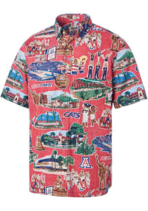 Reyn Spooner Arizona Wildcats Mens Cardinal Red Scenic Short Sleeve Dress Shirt