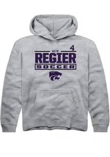 Alix Regier Rally K-State Wildcats Youth NIL Stacked Box Long Sleeve Player Hoodie Grey