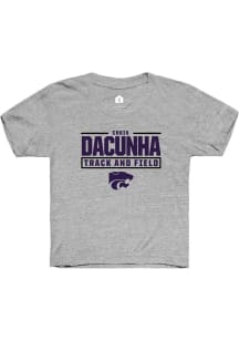 Croix DaCunha K-State Wildcats Youth Grey NIL Stacked Box Player Tee