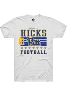 Cataurus Hicks Pitt Panthers White Football NIL Striped Short Sleeve Player T Shirt