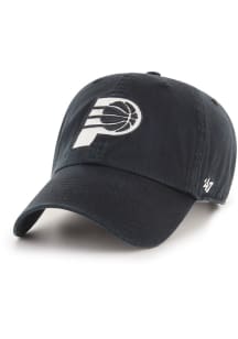 47 Indiana Pacers Tonal White & Black Logo Clean Up Adjustable Hat - Black