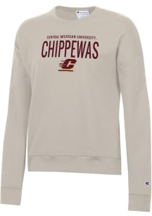 Champion Central Michigan Chippewas Womens Oatmeal Stacked Powerblend Crew Sweatshirt