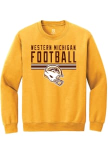 Summit Sportswear Western Michigan Broncos Mens Gold Football Gold Out Long Sleeve Crew Sweatshirt
