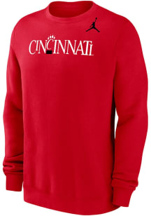 Nike Cincinnati Bearcats Mens Red Jordan Wordmark Long Sleeve Crew Sweatshirt