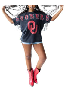 Gameday Social Oklahoma Sooners Womens Black Southern Split Short Sleeve T-Shirt