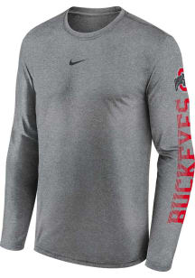 Nike Ohio State Buckeyes Grey Logo Sleeve Hit Long Sleeve T-Shirt