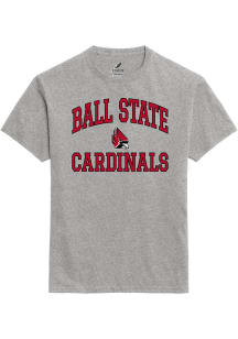 Ball State Cardinals Grey Number One Design Short Sleeve T Shirt