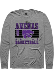 Izela Arenas K-State Wildcats Grey NIL Striped Long Sleeve Player T Shirt
