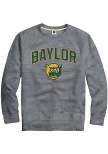 Rally Baylor Bears Mens Grey Triblend Arch Mascot Long Sleeve Fashion Sweatshirt