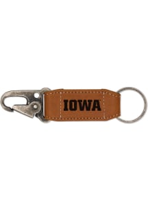 Iowa Hawkeyes Vegan Leather Carabiner Keychain - Brown